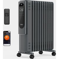 11 Fin Smart Oil Filled Radiator 2500W with Digital Display - Grey