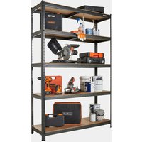 5-Tier Metal Shelving Unit – Black (180 x 120 x 40cm)
