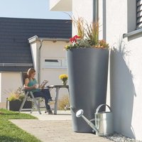 Small 150L RainBowl Flower Water Butt with Planter in Blue Grey Granite Original Organics