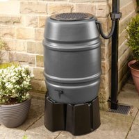 Medium Grey 168L Water Butt Barrel With Stand and Diverter Original Organics