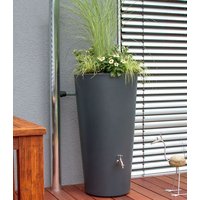 Small 150L RainBowl Flower Water Butts with Planter in Slate Grey Original Organics