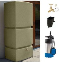 825L Vertical Slim Line Rainwater Tank in Sandstone MDPE (Medium Density Polyethylene)