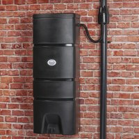 Medium 160L Rainfall Wall Mounted Water Butt in Black 100% Recycled Plastic GM8 Group Ltd