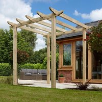 2.4m x 2.4m Rowlinson Traditional Wooden Pergola Pressure Treated Timber Original Organics