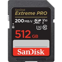SanDisk Extreme PRO 512GB 200MB/s UHS-I V30 SDXC Memory Card SanDisk Extreme PRO 512GB 200MB/s UHS-I V30 SDXC Memory Card