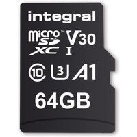 Integral 64GB High Speed (100MB/Sec) UHS-I U3 V30 Micro SD Card Integral 64GB High Speed (100MB/Sec) UHS-I U3 V30 Micro SD Card