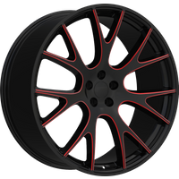 Eclipse Replica Wheel 218 Gloss Black Red Milled - 22x9.5 - 5x115 Bolt Pattern - 15 Offset Rims