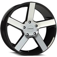 Vision Wheel 472V Switchback C Gloss Black Machined Face - 22x9.5 - 6x114.3 Bolt Pattern - 15 Offset Rims