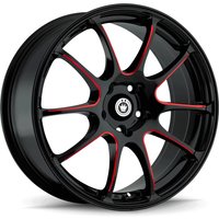 Konig Wheel 24BR Illusion Black with Red - 17x7 - 5x114.3 Bolt Pattern - 40 Offset Rims