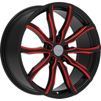 Elure Wheel 51 Black and Red Milled - 20x8.5 - 5x120 Bolt Pattern - 35 Offset Rims