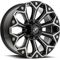 XF Off-Road Wheel XF-212 Gloss Black Machined - 22x12 - 5x114.3 Bolt Pattern - -44 Offset Rims