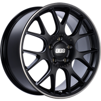 BBS Wheel CHR Flow Formed Satin Black with a Polished Stainless Steel Lip - 19x10 - 5x130 Bolt Pattern - 38 Offset Rims