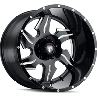 American Truxx Wheel AT163 NINJA Black Milled - 20x12 - 8x180 Bolt Pattern - -44 Offset Rims