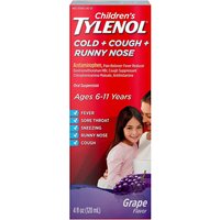 Children'S Tylenol Cold + Cough + Runny Nose & Fever Medicine With Acetaminophen, Grape, 4 Fl. Oz