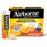 Airborne 1000mg Vitamin C with Zinc, SUGAR FREE Effervescent Tablets, Immune Support ,Zesty Orange Flavor 30 ct