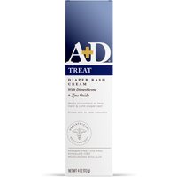 A+D Zinc Oxide Diaper Rash Treatment Cream, Dimenthicone 1%, Zinc Oxide 10%, 4 oz