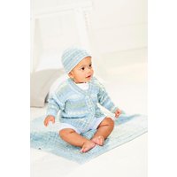 Stylecraft Bambino Prints DK Childs Cardigan Hat Blanket Pattern 9845 41-46cm