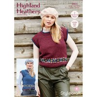 Stylecraft Highland Heathers DK Ladies R V Neck Top Pattern Download 9865