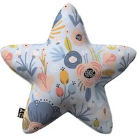 Poduszka Lucky Star kolor niebieski tkanina wzorzysta