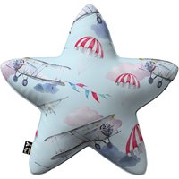Poduszka Lucky Star kolor niebieski tkanina wzorzysta