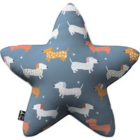 Poduszka Lucky Star kolor niebieski tkanina wzorzysta