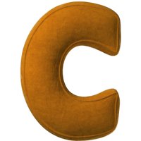 Poduszka literka C kolor żółty tkanina połyskliwa, welwetowa