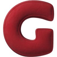 Poduszka literka G kolor czerwony tkanina połyskliwa, welwetowa