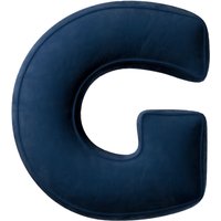 Poduszka literka G kolor granatowy tkanina połyskliwa, welwetowa