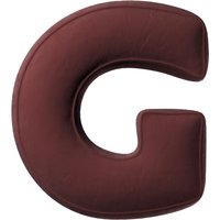 Poduszka literka G kolor czerwony tkanina połyskliwa, welwetowa