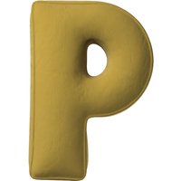 Poduszka literka P kolor zielony tkanina połyskliwa, welwetowa