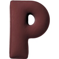 Poduszka literka P kolor czerwony tkanina połyskliwa, welwetowa