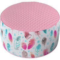 Puf dwukolorowy Coli z Minky kolor niebieski tkanina wzorzysta