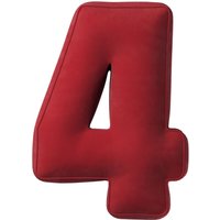 Poduszka Cyferka 4 kolor czerwony tkanina połyskliwa, welwetowa