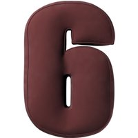 Poduszka Cyferka 6 kolor czerwony tkanina połyskliwa, welwetowa