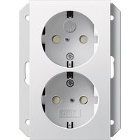 GIRA 273103 SCHUKO-Doppelsteckdose SH f.UP-Dose 1f System 55 Reinweiß glänzend