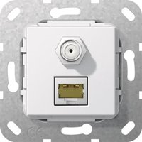 GIRA 569703 Modular Jack RJ45 Cat.6A 10Gbit SAT F-Buchse Kuppl. Reinweiß gl.