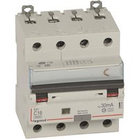 Legrand 411234 DX3 Fi/LS-Schalter C 16A 4-polig 6kA 30mA Typ A 400VAC 4TE