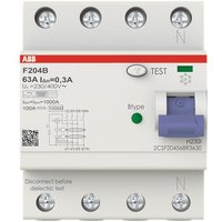 ABB FI-Schutzschalter Typ B F204B-63/0,3 4P 63A 300mA Allstromsensitiv