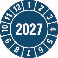 HEIN 189463 Prüfplakette 2027 blau Folie selbstklebend Ø 20mm 500/Rolle (Inhalt 1 Stück)
