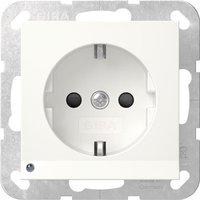 GIRA 417027 SCHUKO-Steckdose LED-Leu.+ Shutter System 55 Reinweiß seidenmatt