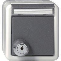 GIRA 456730 SCHUKO-Steckdose Klappdeckel Schloss sortiert+BSF WG AP IP44 Grau