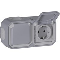 Legrand 069742L Plexo New FRAP IP44 Steckdose 2fach grau waagerecht