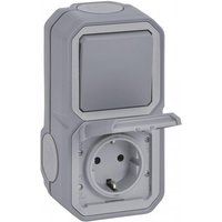 Legrand 069746L Plexo New FRAP IP44 Kombi Wechsel/Schuko grau senkrecht