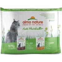 Almo Nature Holistic Anti Hairball Multipack mit Rind&Huhn 6x70g