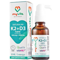 Witaminy D + K MyVita 100% Naturalna Forte K2 + D3 2000IU 30ml
