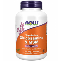 Regeneracja Stawów Glukozamina + Siarka Organiczna Now Foods Glucosamine & MSM Vegetarian 120vkaps
