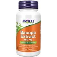 Pamięć i Koncentracja Bakopa Drobnolistna Now Foods Bacopa Extract 450mg 90vkaps