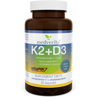 Witaminy D + K MEDVERITA Witamina K2 Mk7 + D3 60kaps