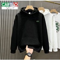 CARTELO Hooded Sweatshirt Sparkle Speckle Print – Heavyweight Cotton Blend Pullover Relaxed Drop Shoulder Embroidered Crocodile Logo Cas