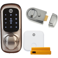 Keyless Satin Nickel Smart Lock + Nightlatch + Connect Kit Bundle